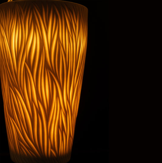 Carved Porcelain Lamp - Jasmine Samuels Ceramics