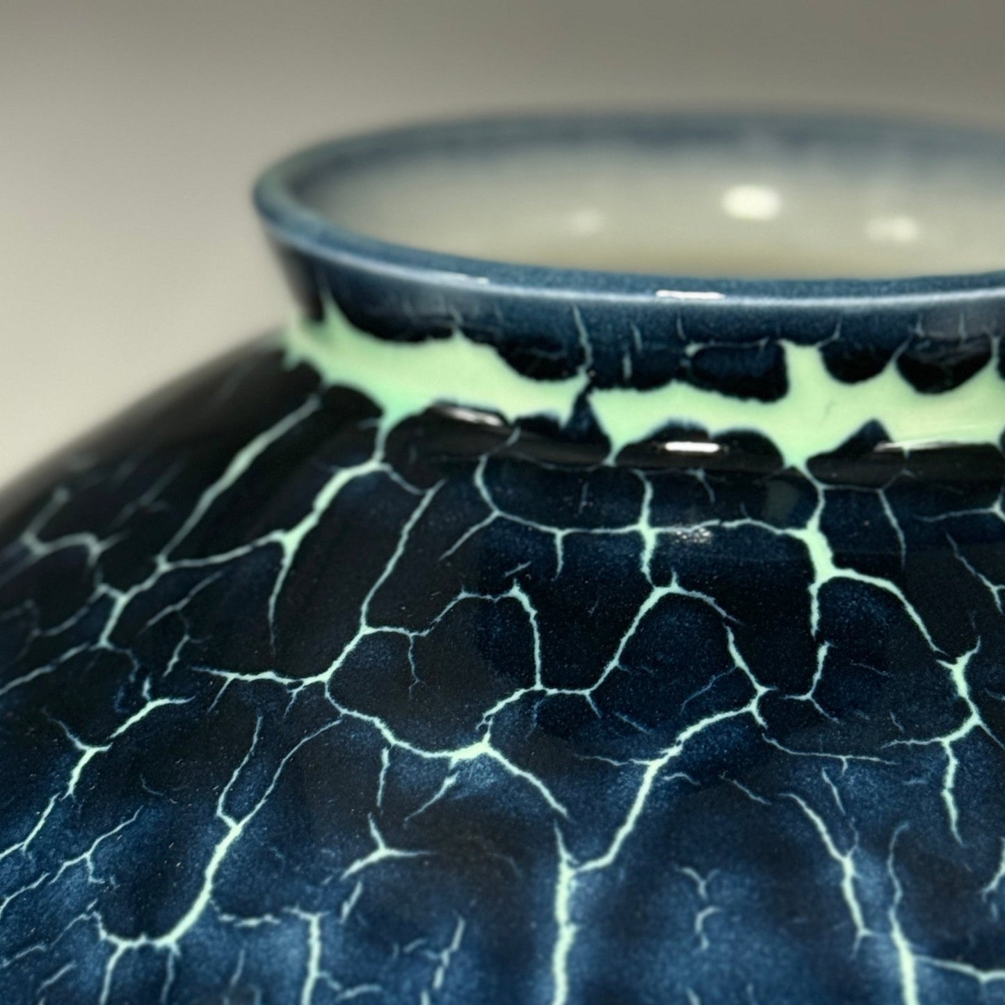 Moon Jar (Black over Green Celadon) - Jasmine Samuels Ceramics