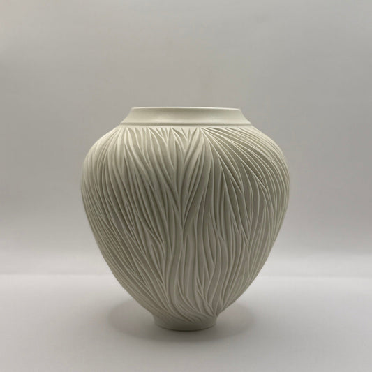Carved Porcelain Vessel - Jasmine Samuels Ceramics