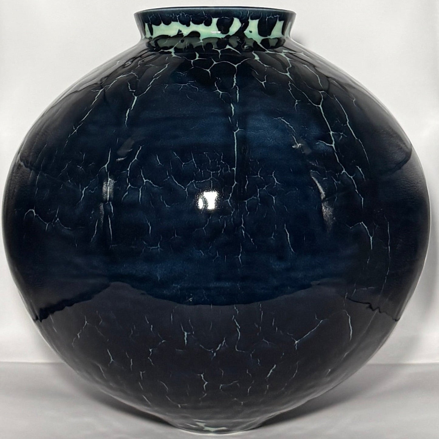 Moon Jar (Black over Green Celadon) - Jasmine Samuels Ceramics