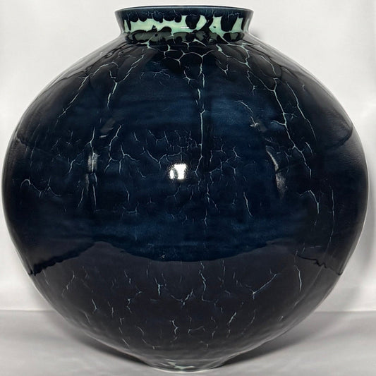 Moon Jar (Black over Green Celadon) - Jasmine Samuels Ceramics