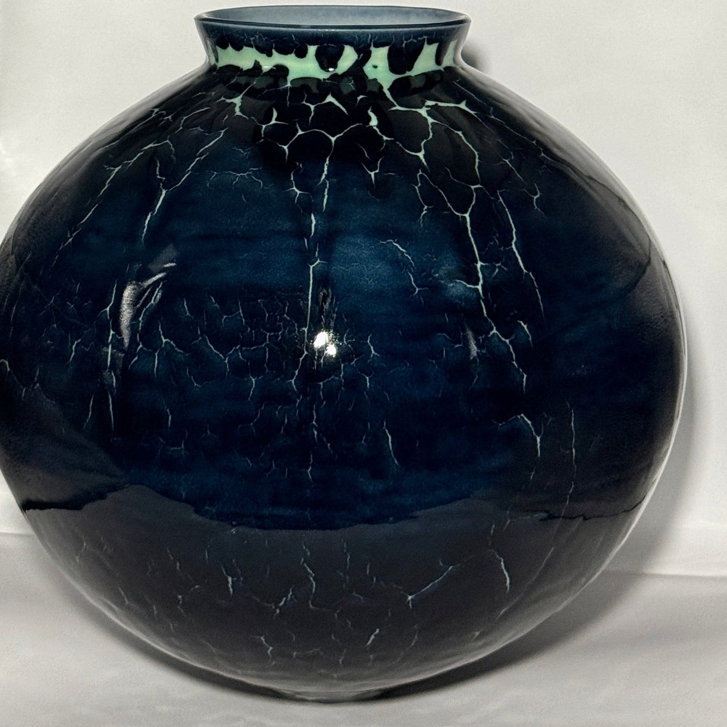 Moon Jar (Black over Green Celadon) - Jasmine Samuels Ceramics