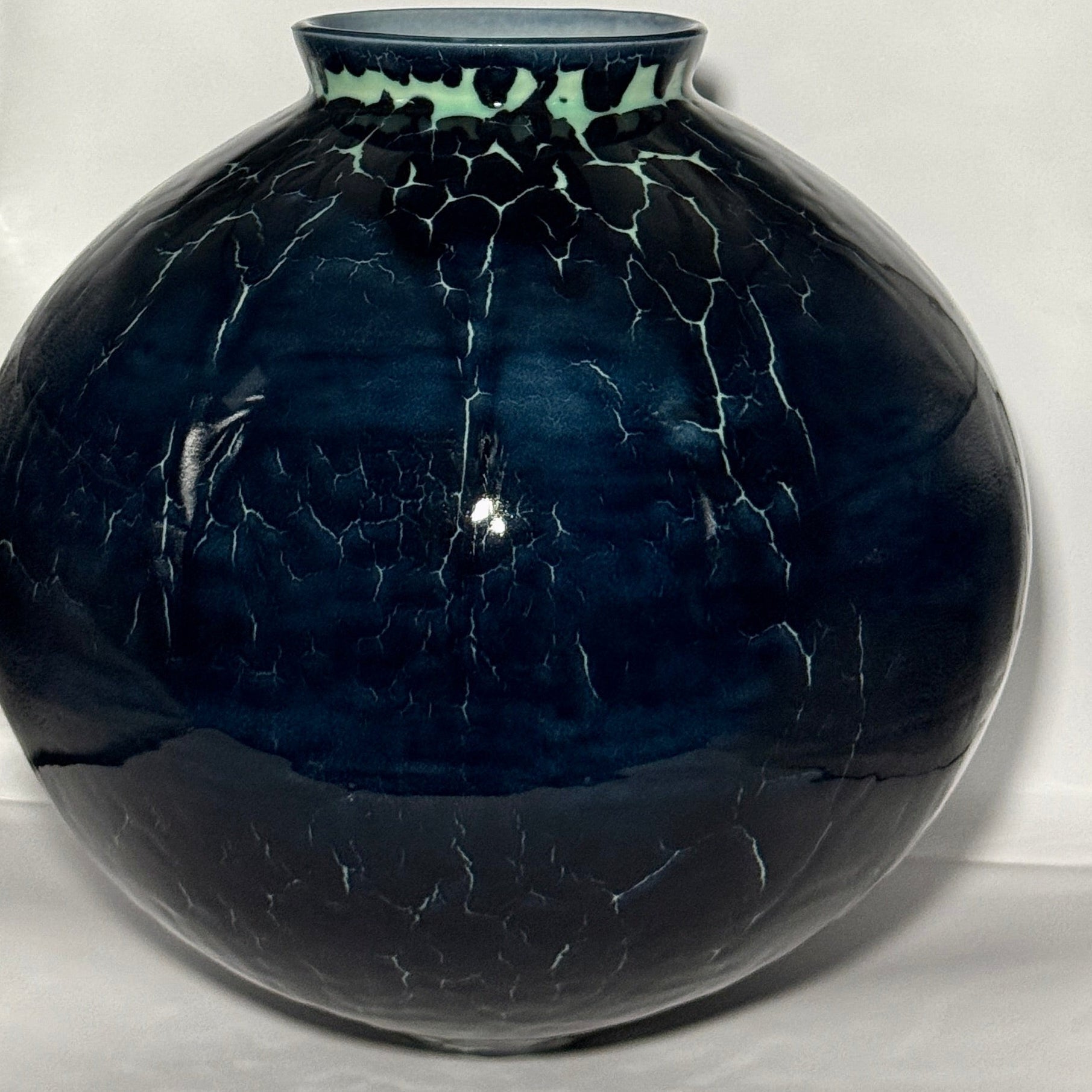 Moon Jar (Black over Green Celadon) - Jasmine Samuels Ceramics