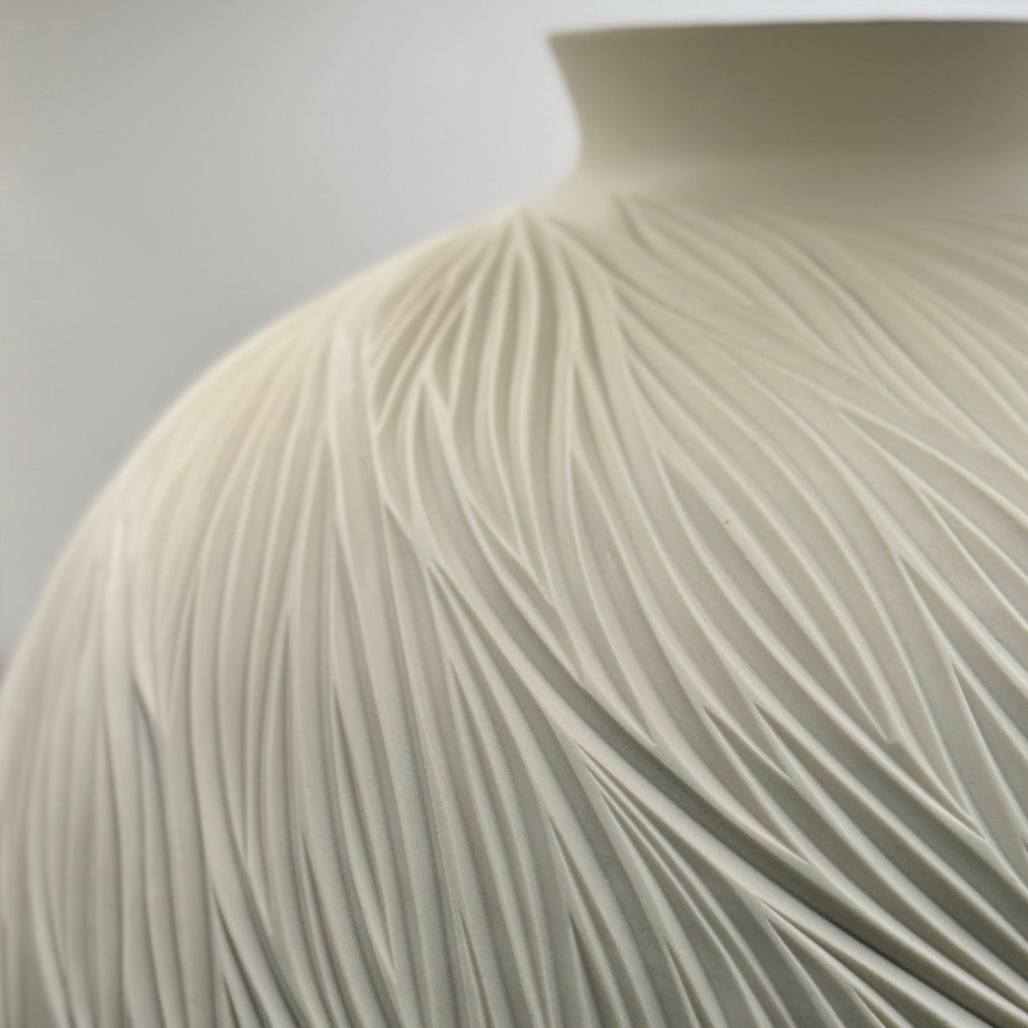 Moon Jar (Carved Porcelain) - Jasmine Samuels Ceramics