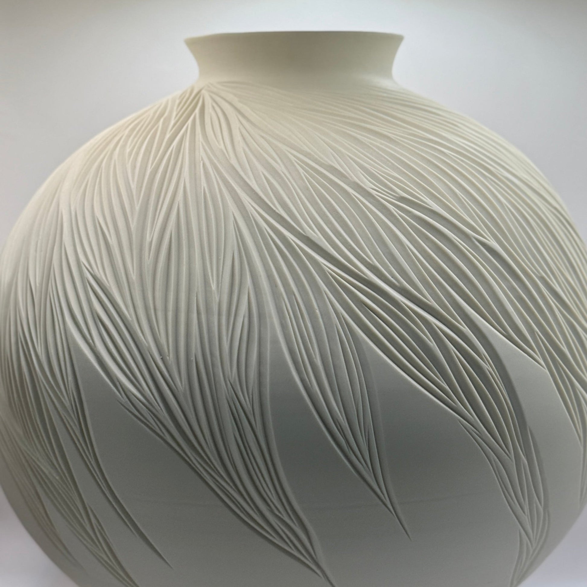 Moon Jar (Carved Porcelain) - Jasmine Samuels Ceramics