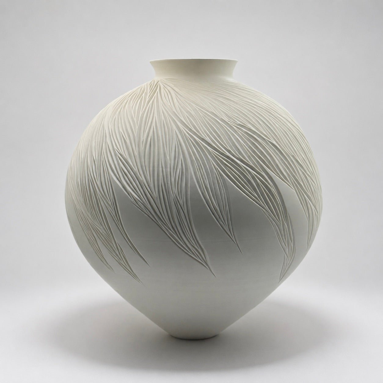 Moon Jar (Carved Porcelain) - Jasmine Samuels Ceramics